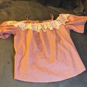 Striped off shoulder shirt